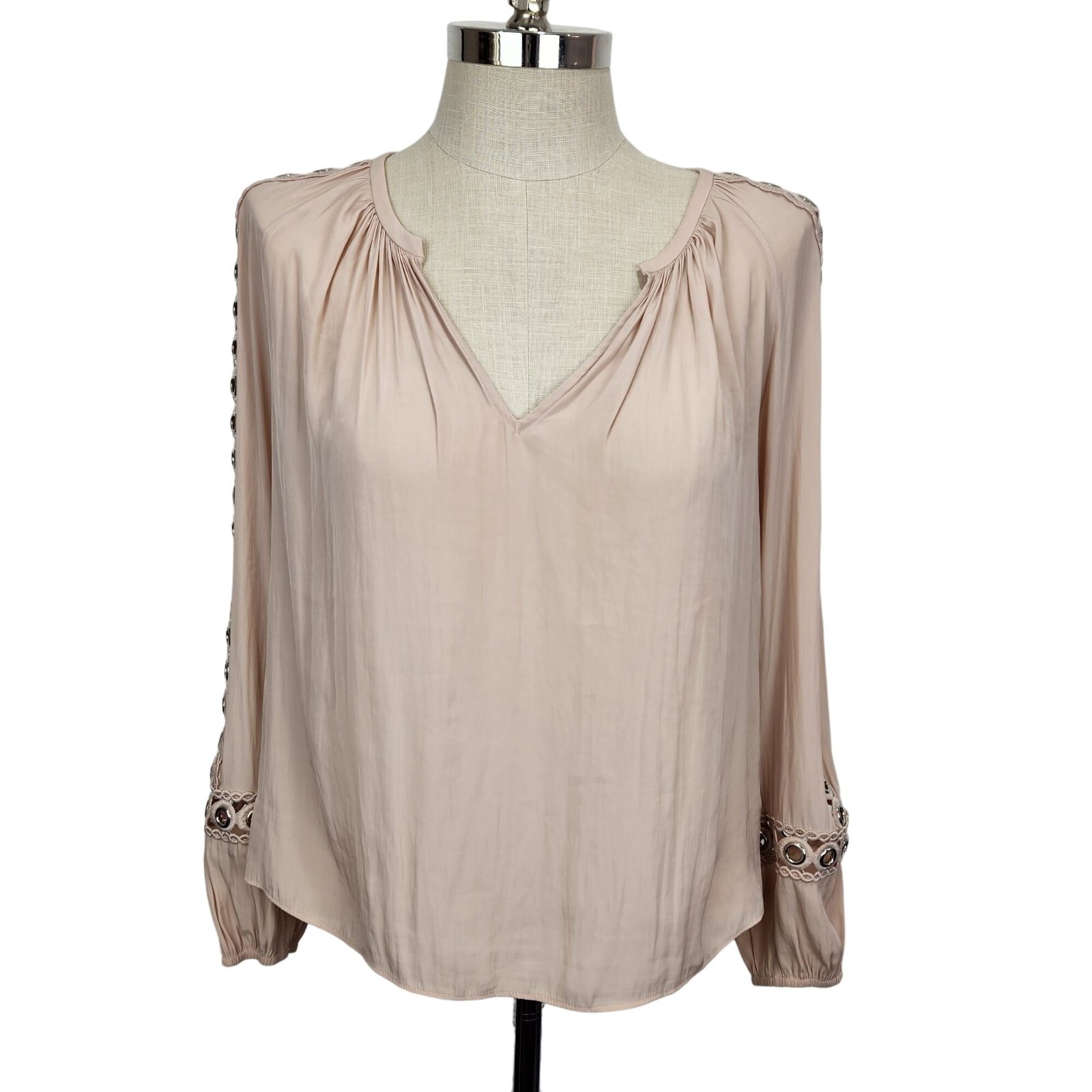 Ramy Brook New York Sera Grommet Sleeve Top Womens Small Dusty Rose Pink Blush