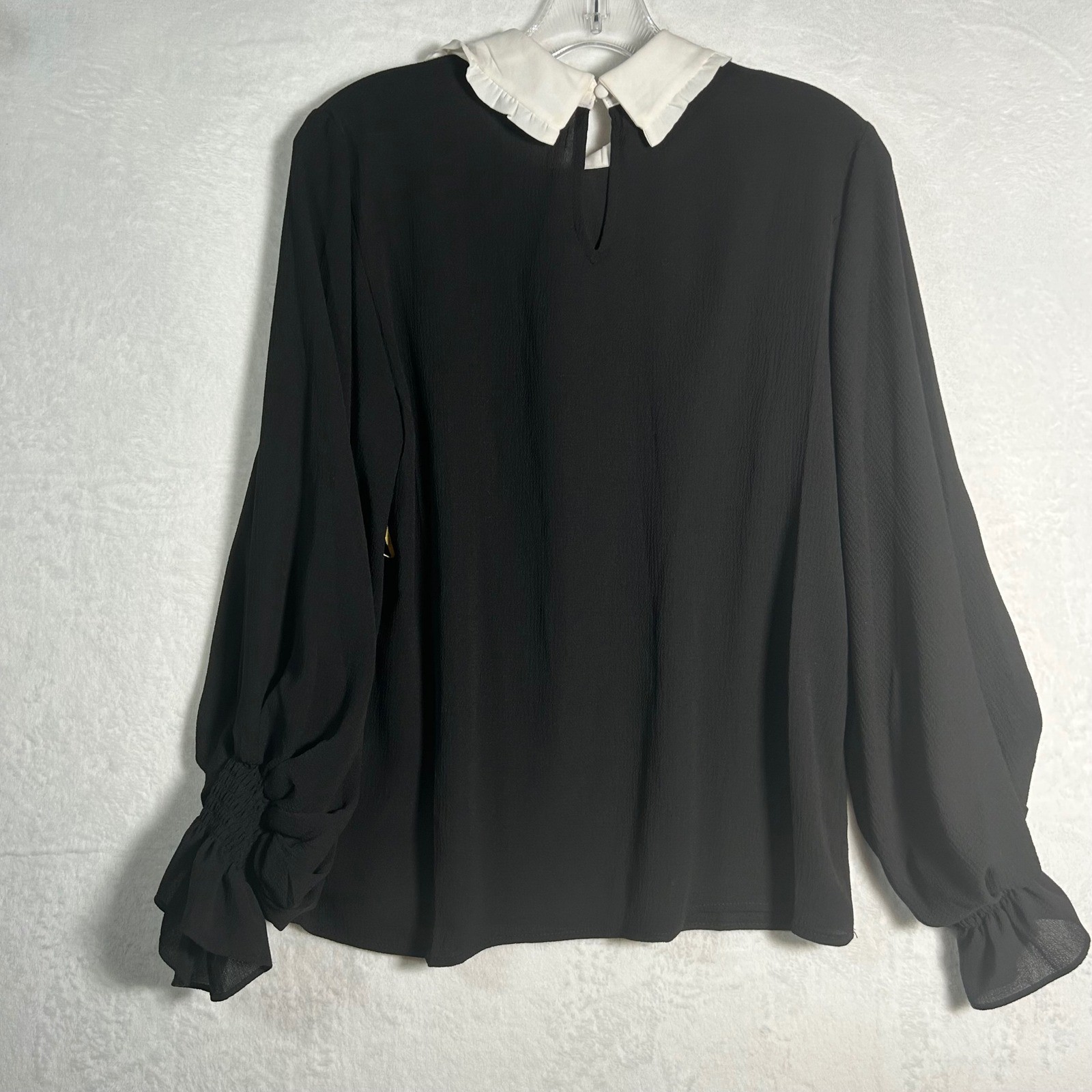 CeCe Black Long Sleeve Ruffled Peter Pan Collar Bow Tie Blouse Women’s Medium