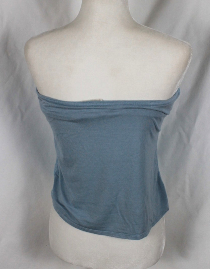 Pen & Paper Light Blue Tube Top Woman Size Large Built in Bra Stretch Comfy