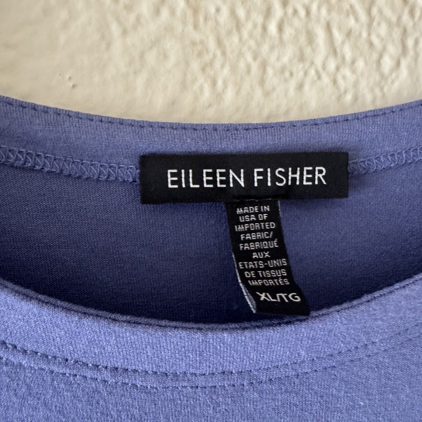 Eileen Fisher Periwinkle Stretch Knit Long Sleeve Top Size XL