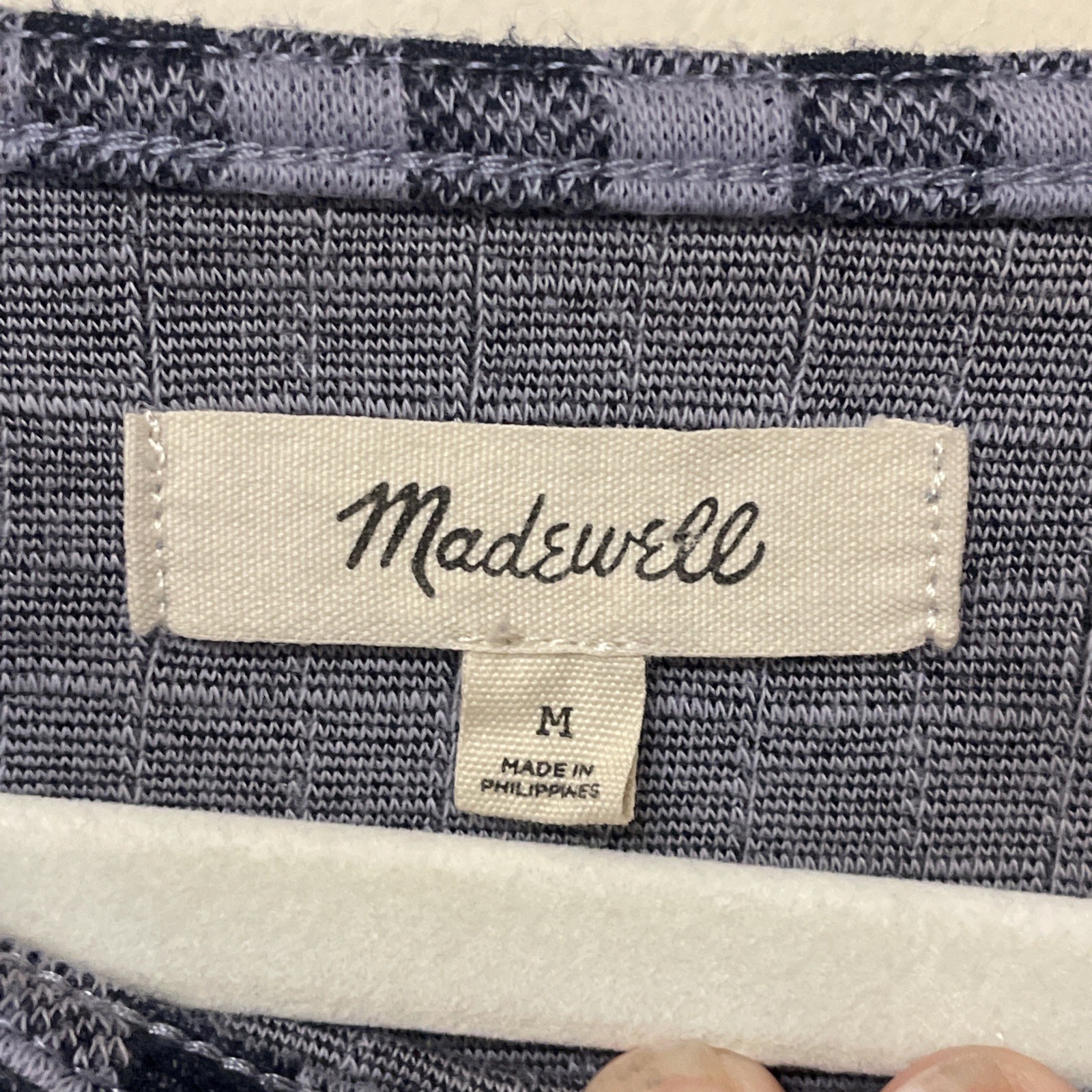 MADEWELL Purple& Black Checkered Top Medium Heavyweight Work Day Casual Vacation