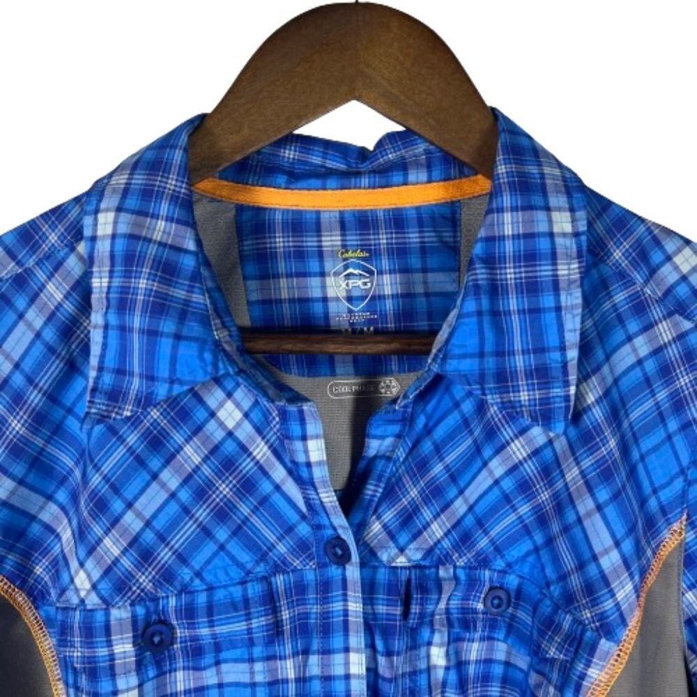 Cabelas XPG Womens M Plaid Button Front Shirt Cooling Hiking Outdoor Gorpcore