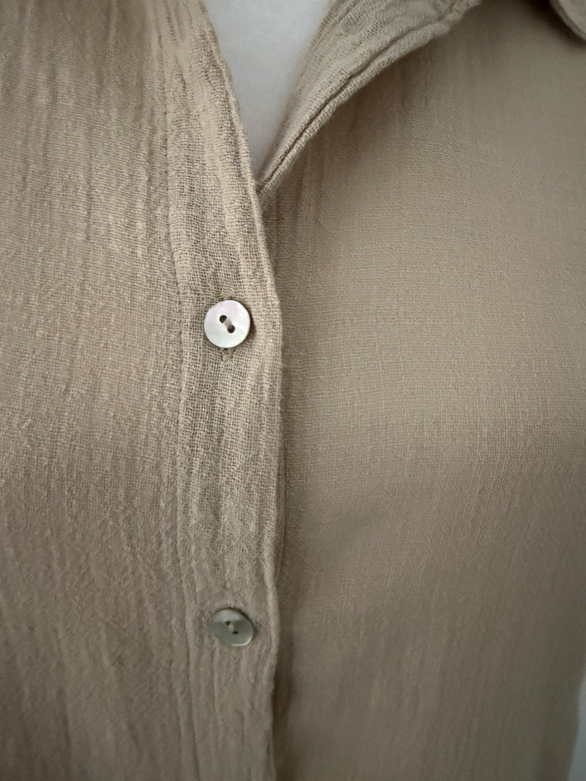 Zara Beige Dolman Sleeve Button-Down Shirt Size S