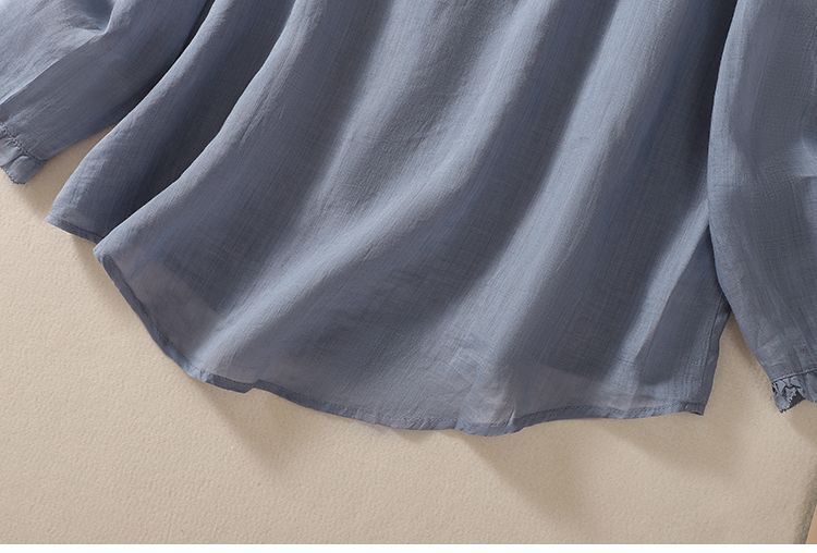 Women’s New Spring Loose V-Neck Wrinkled Sexy Shirt Long-Sleeved Comfortable Top