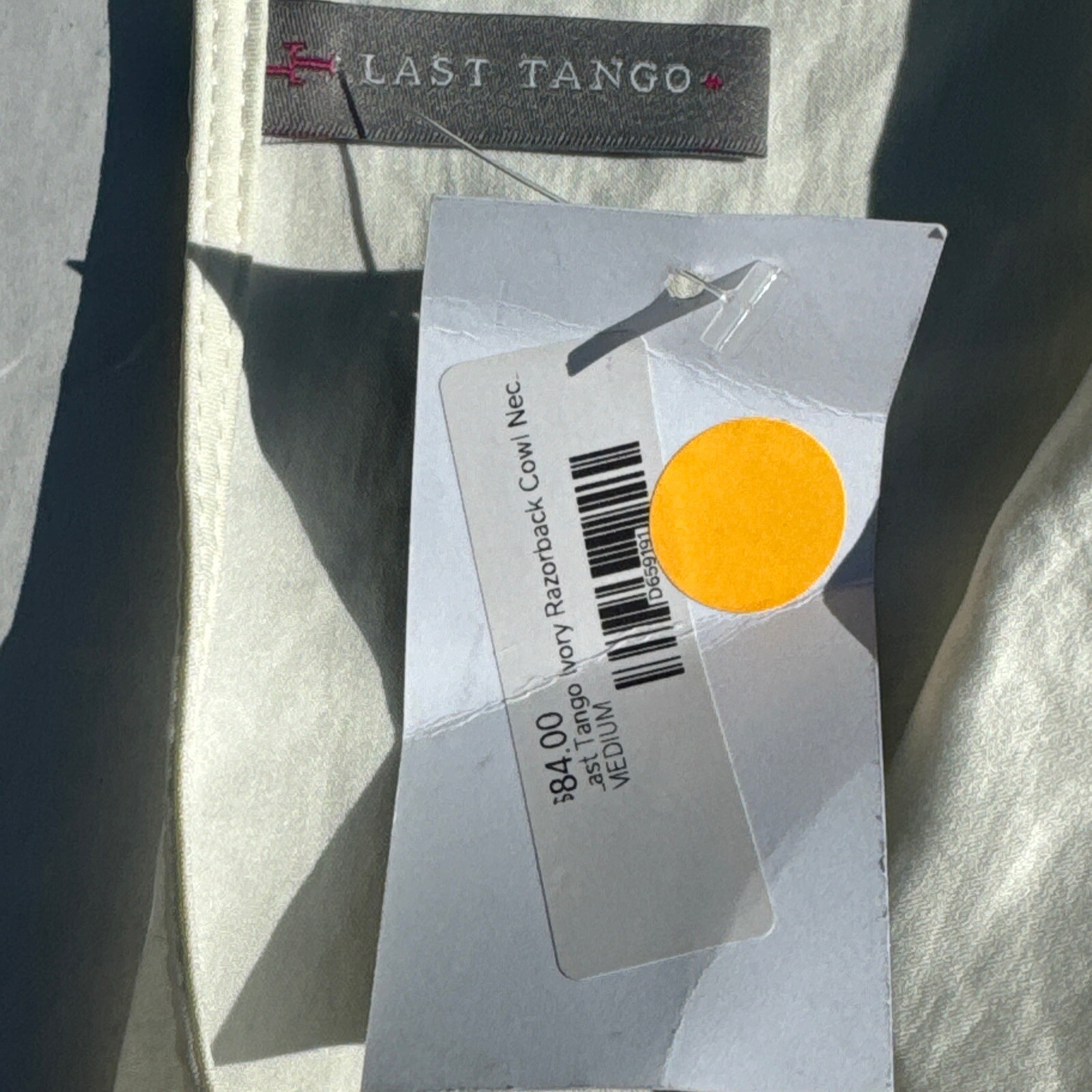 NEW Last Tango Ivory Razorback Cowl Neck Size Medium New With Tags