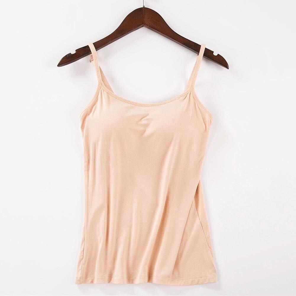 Cami with Built In Shelf Bra Adjustable Strap Vest Women Layering Basic Tank Top