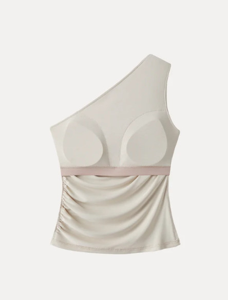 Sandwashed One Shoulder Ruched Bra Tank