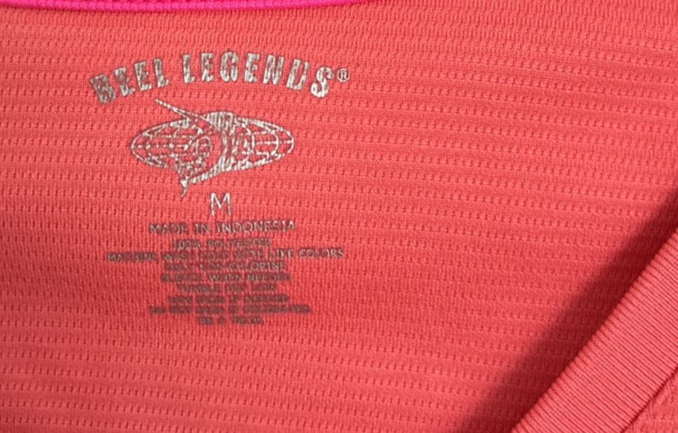 Reel Legends Womans Blouse Top Orange Solid Medium Polyester Short Sleeve V Neck
