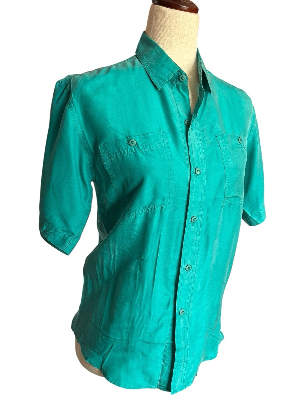 Silk Mist Vintage 100% silk Size Small Top Blouse Women’s Green NWT