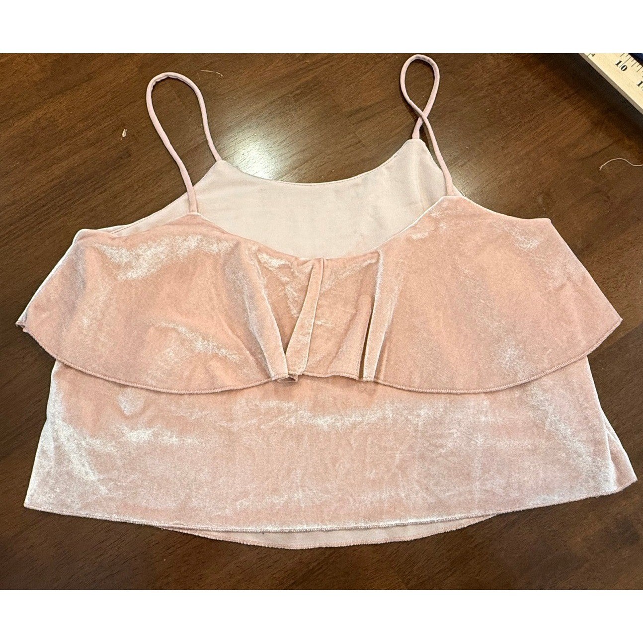 Another Story Women M Pink Velvet Ruffle Cami fairy y2k ballet soft glam party