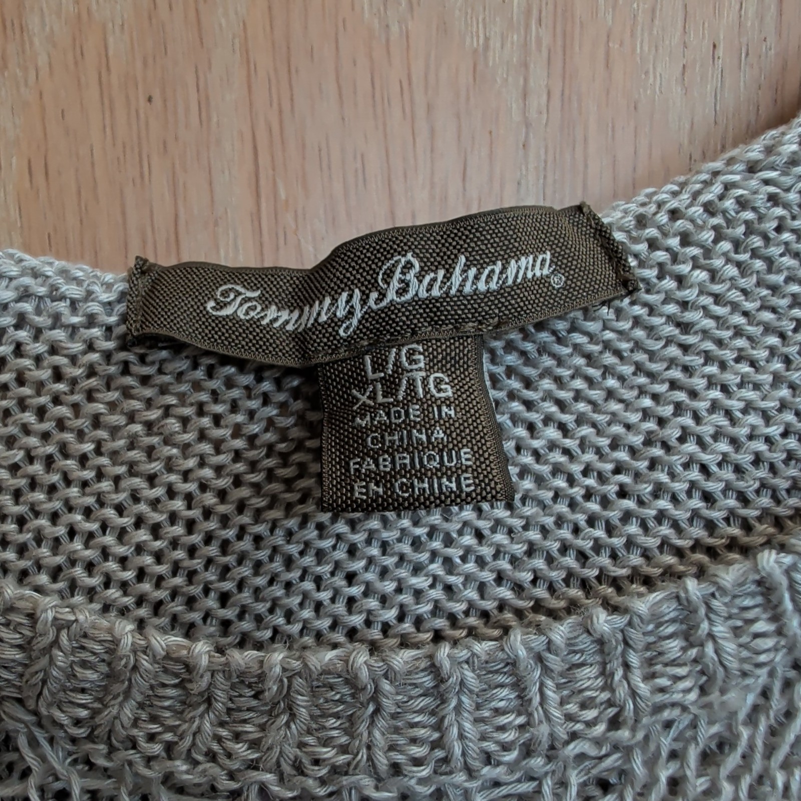 Tommy Bahama Linen Darby Hooded Poncho L/XL Beige Swim Coverup Beach Resort Boho