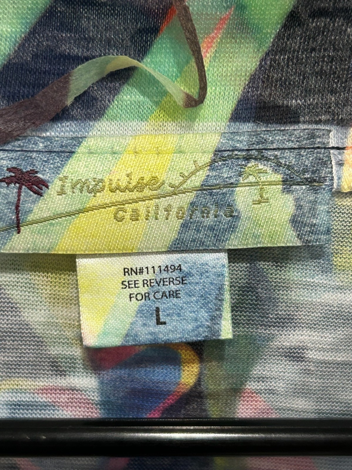 Impulse California Tropical Leaf Print Blouse Multicolor Sz Large Beach NWT