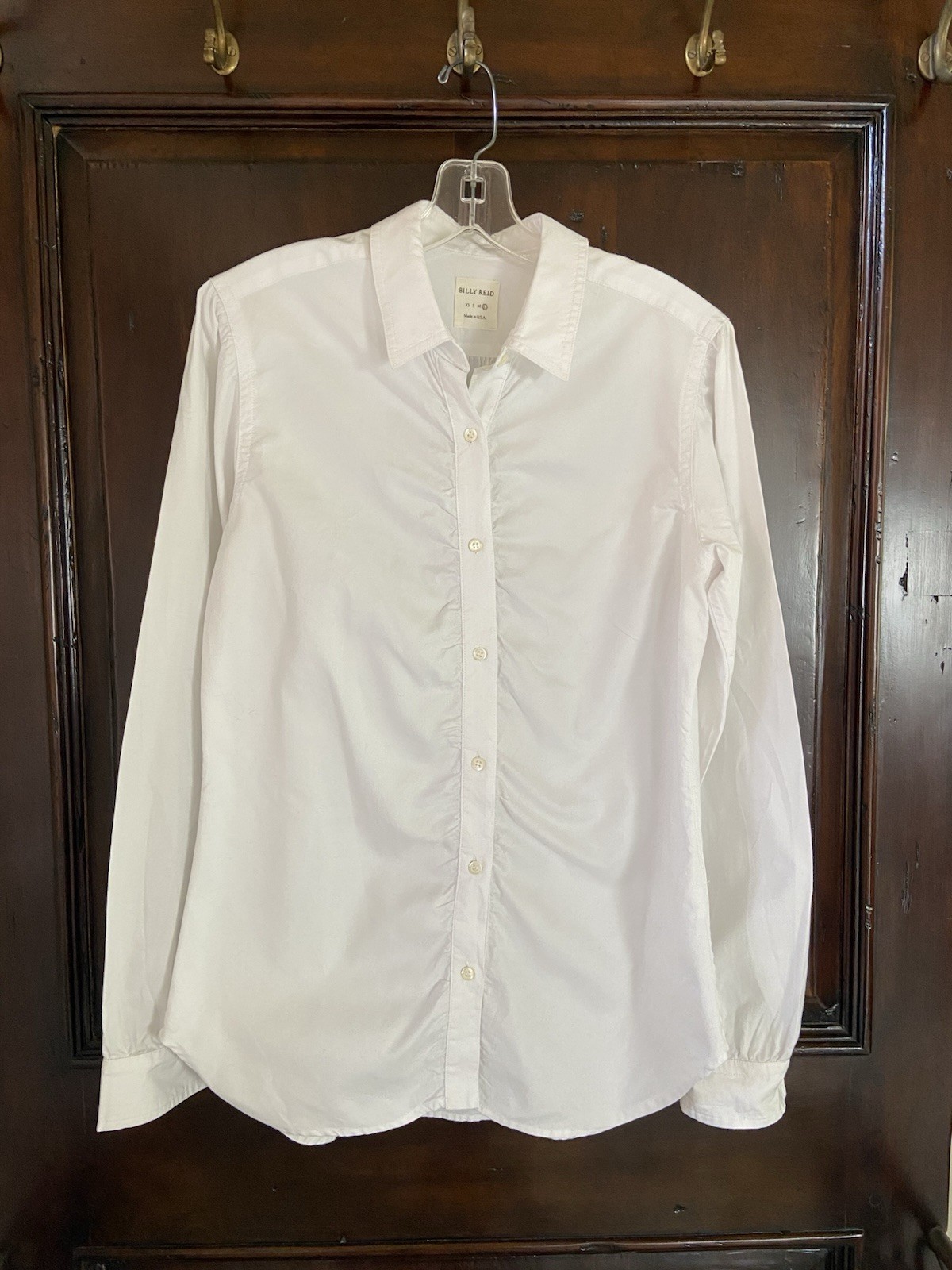Billy Reid Womens Cotton Collared Buttoned Down Long Sleeve Top White Size L