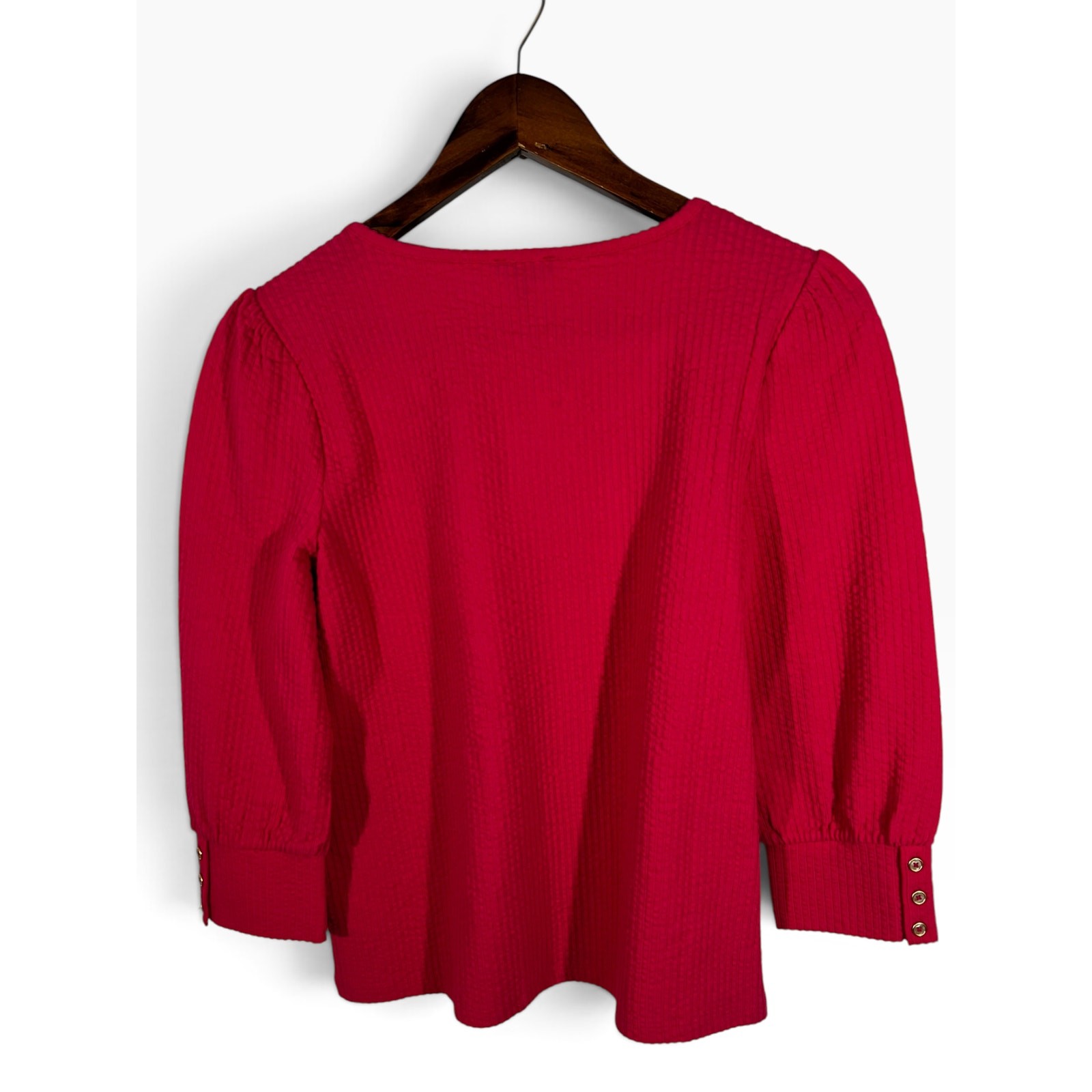 Talbots Pink Puff Sleeve Rib Knit Top SP Cotton Blend NWT Career Preppy