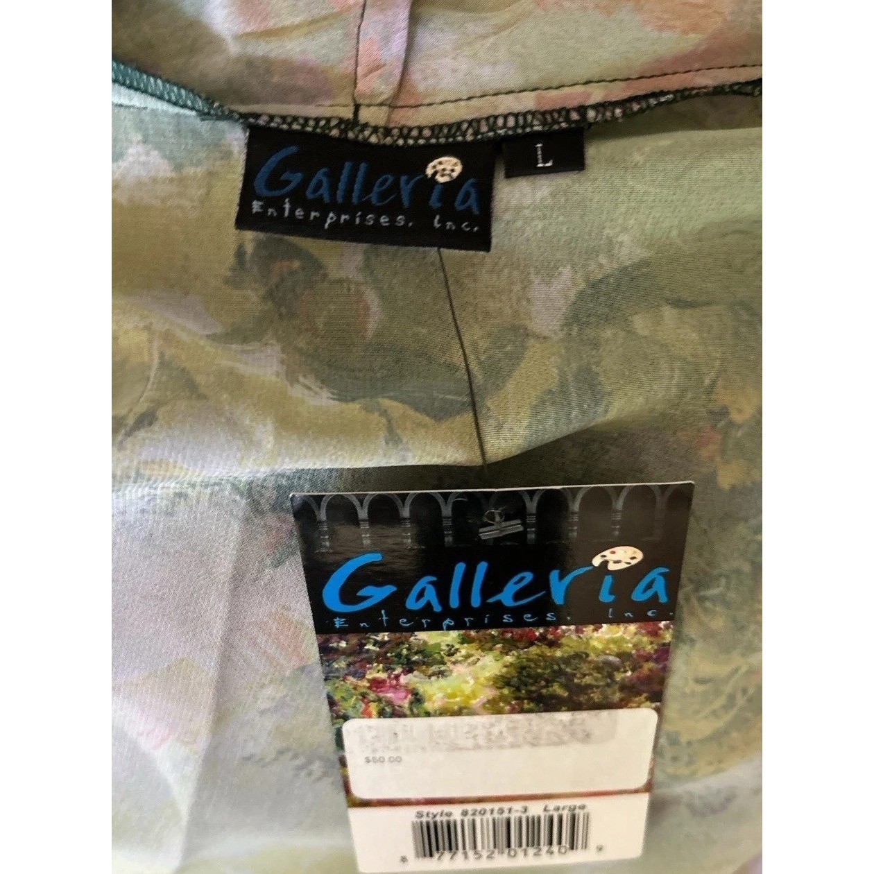 NEW Sheer Open Topper Tunic Garden Print Monet Inspire Size Large Artsy Travel