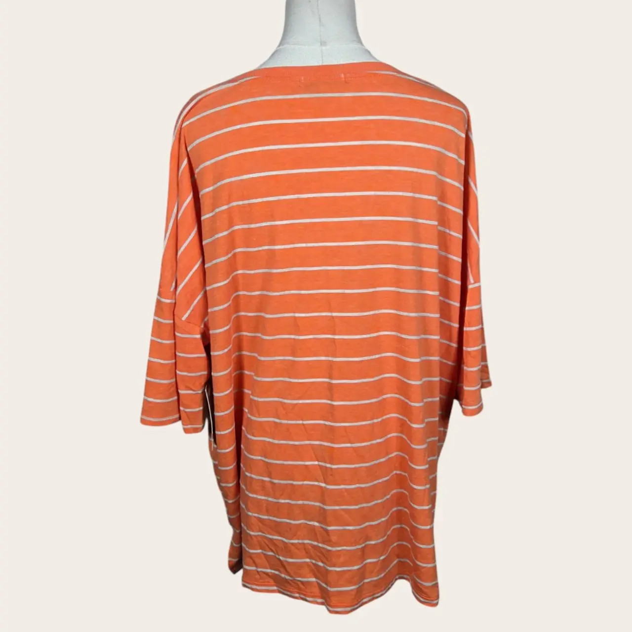 Bass Women’s XL Orange White Striped 3/4 Sleeve Henley Top