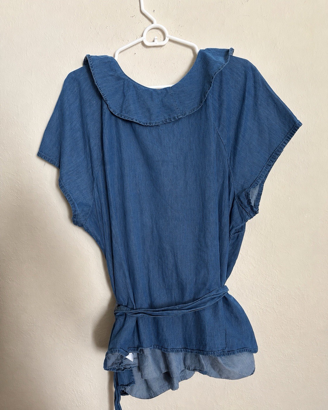 St. John’s Bay Chambray Ruffle Wrap Top 3XL
