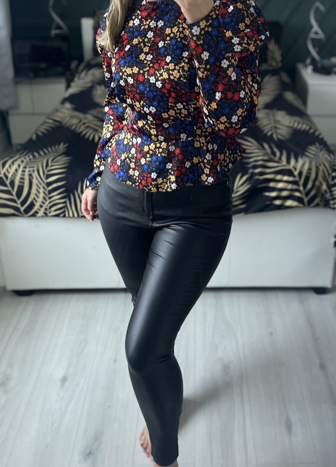 ASOS Floral Cute Open Back Blouse Long Sleeve Top Size 12