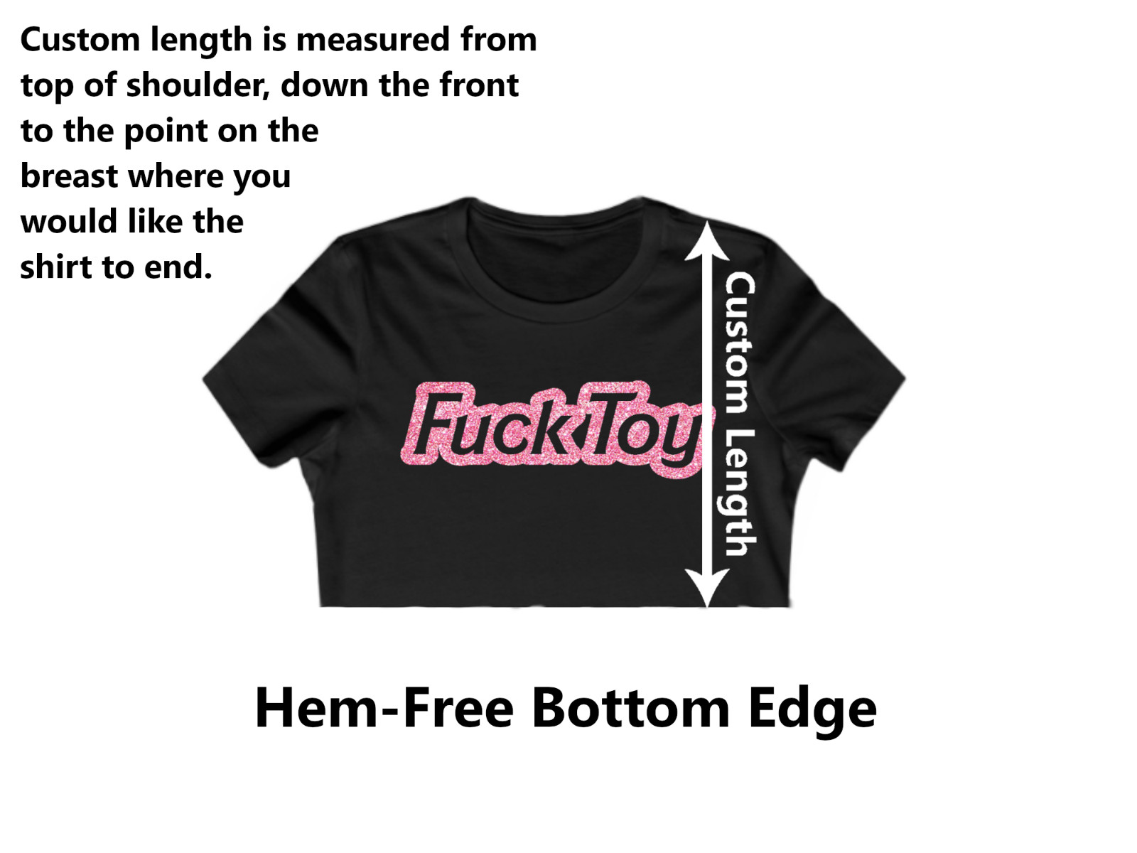 Fk Toy Glitter Underboob T-Shirt Custom Length Cutoff Crop Top Lingerie