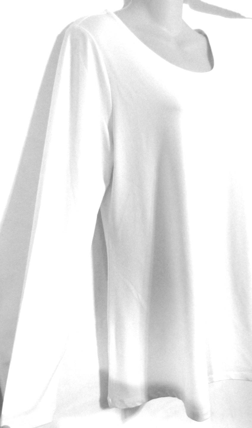 SUSAN GRAVER WHITE POLYESTER-SPANDEX BLEND L/S TOP TUNIC SWEATER sz: M