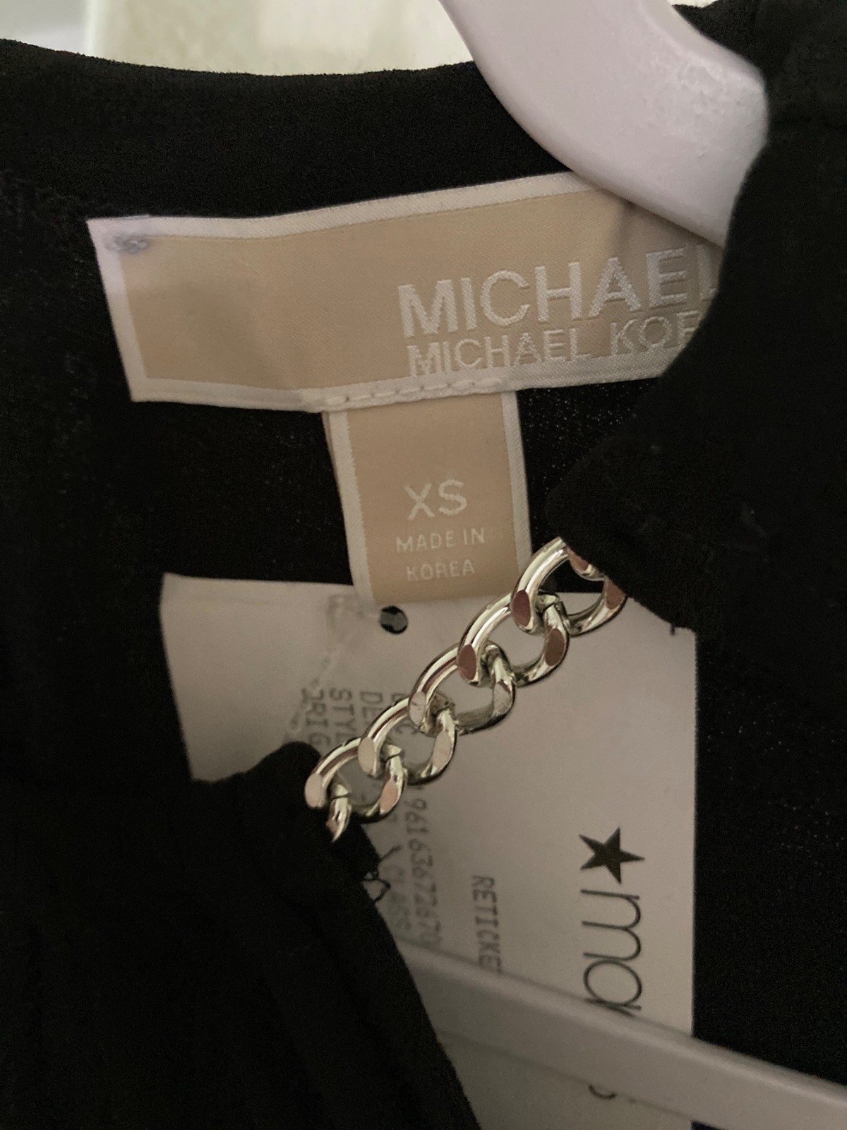 Michael Kors Womens Solid Chain Cutout Top Black Size XS NWT