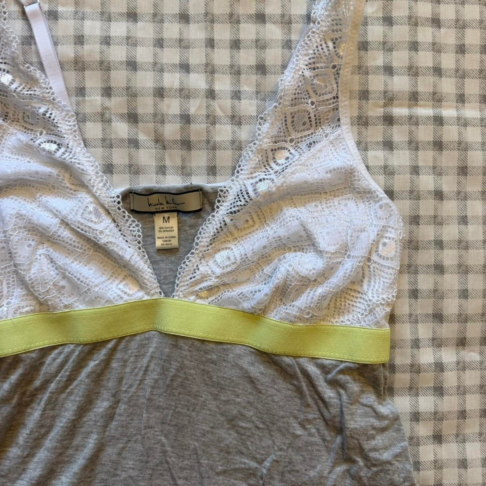 white grey and green Nicole Miller babydoll top