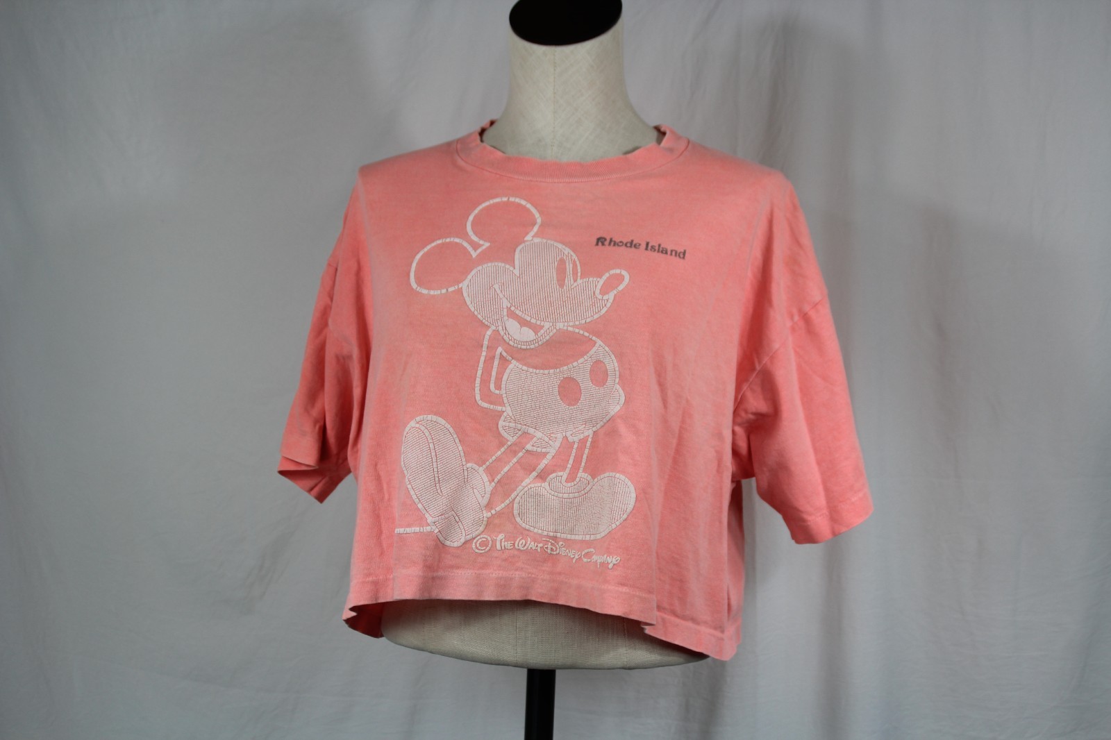 Vintage 80s 90s Disney Mickey Mouse Single Stitch Cropped Tee USA Made Women