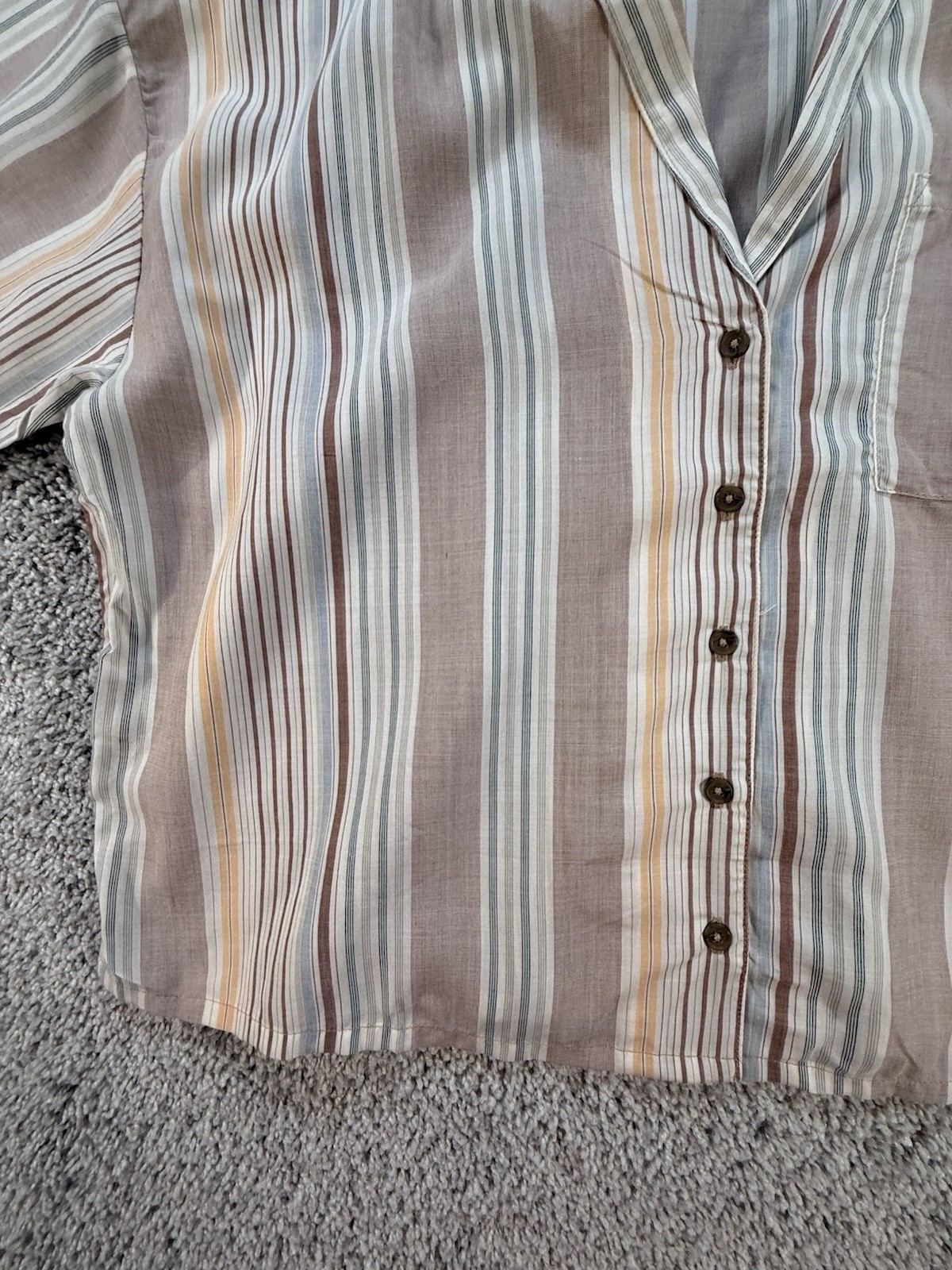 NWT Prana Women’s Iguala Top Size Small Striped Cropped Mauve and Beige