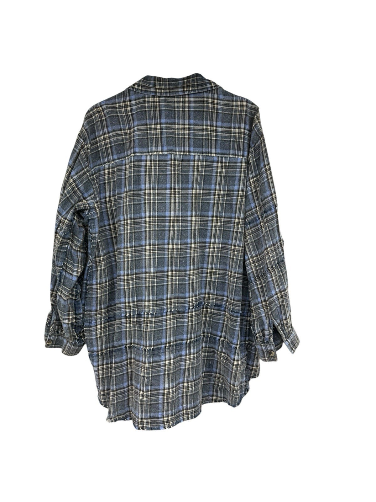 Lauriebelles Lily & Lottie Oversized Blue Plaid Button Up Shirt Tunic Size M/L