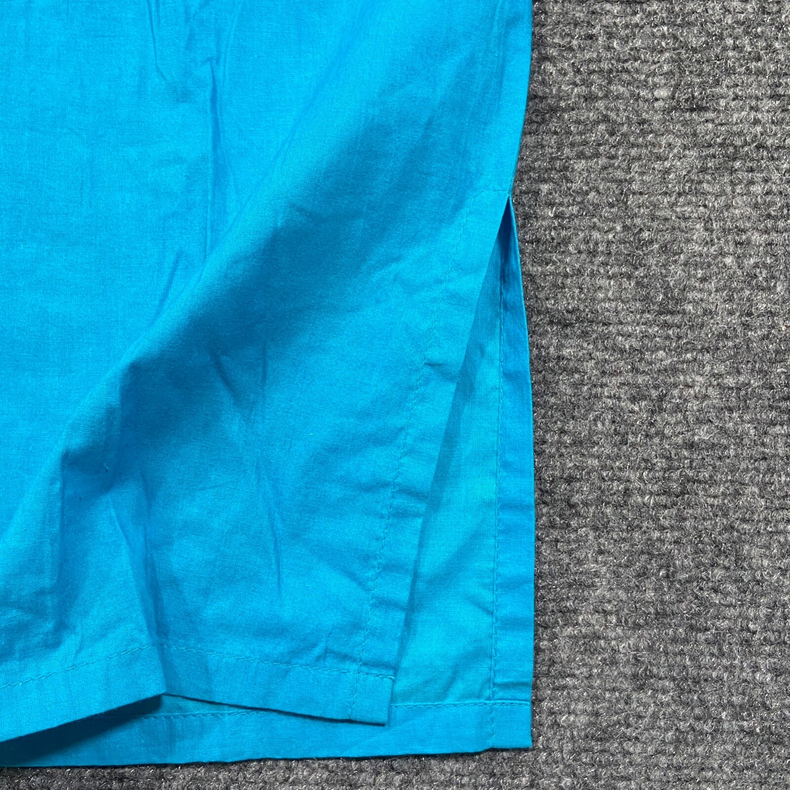 Top it Off Tunic Womens Small Blue WhiteThree Quarter Sleeve V Neck Cotton