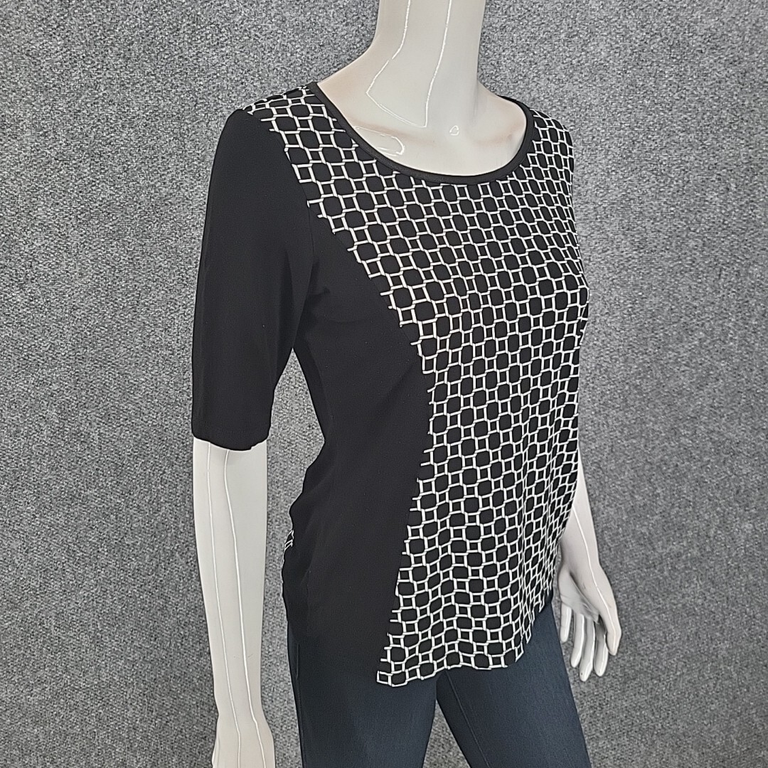 AGB Modern Allover Print Everyday Top Small Sz Black Outdoor Casual Tee Shirt