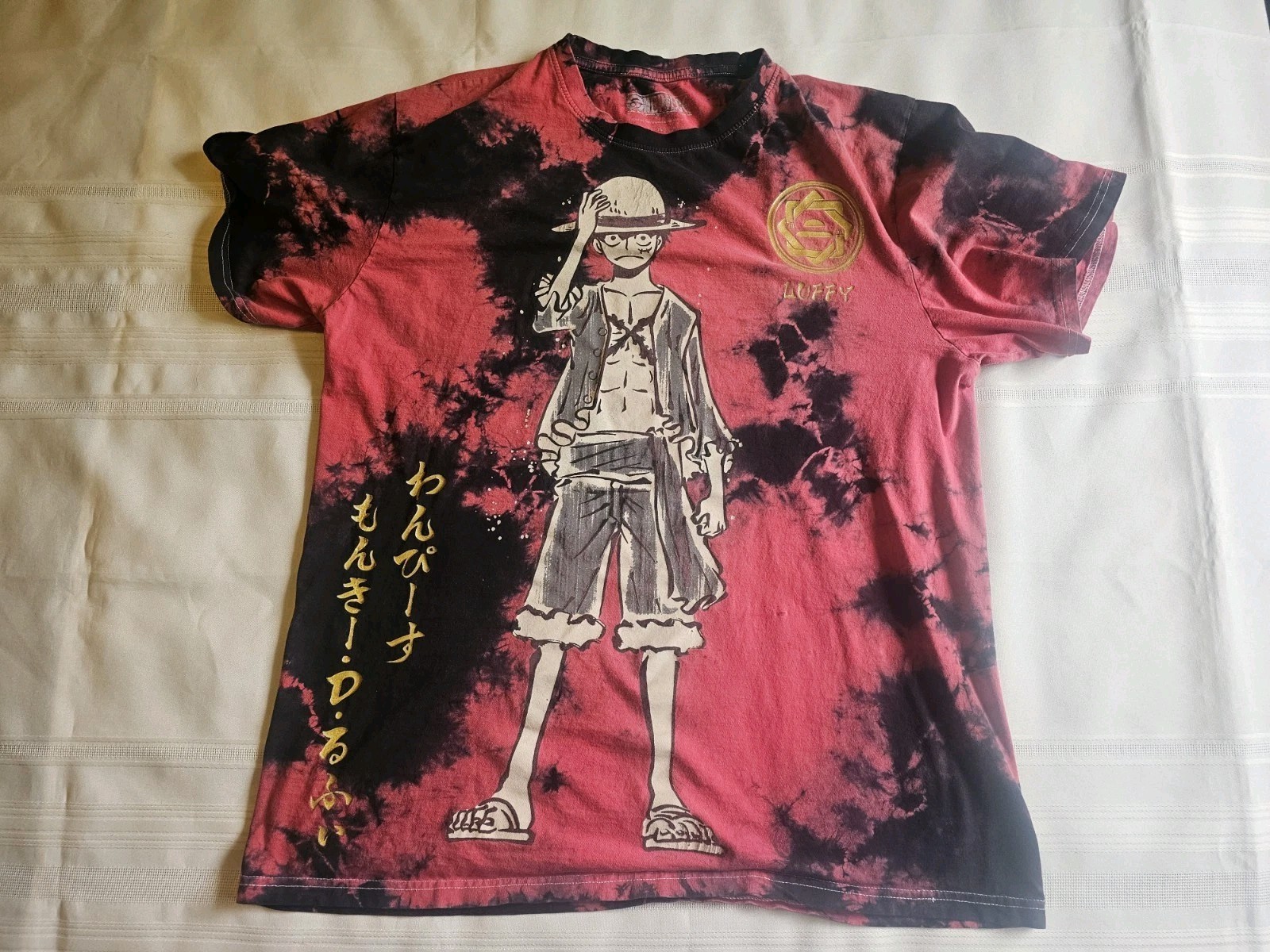 One Piece Monkey D. Luffy Tie-Dye w/ Gold Foil Accents Womens XL Shirt