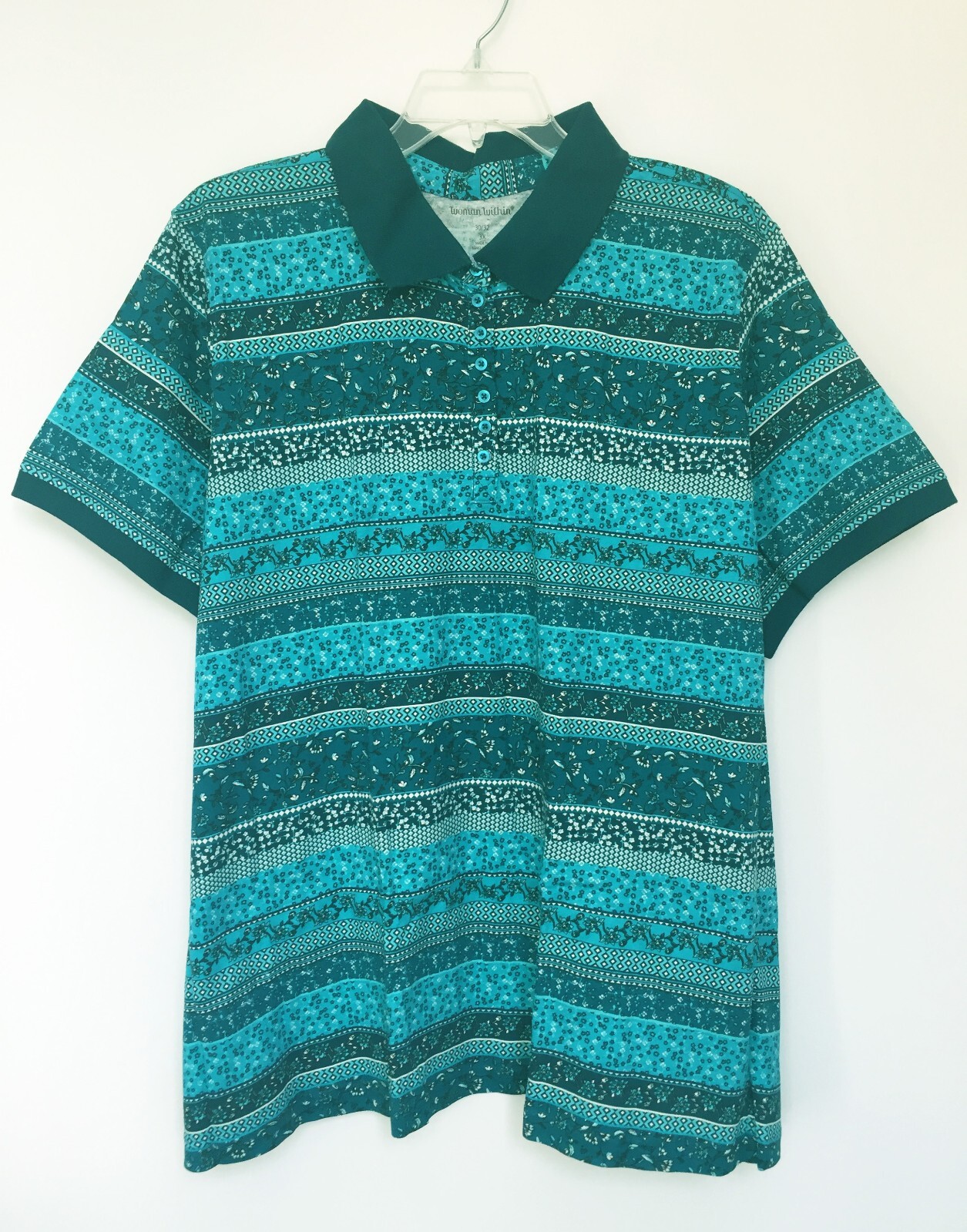 Women’s Plus Size 34/36 to 38/40 3X 4X 5X COTTON Striped Short-Sleeve Polo Shirt