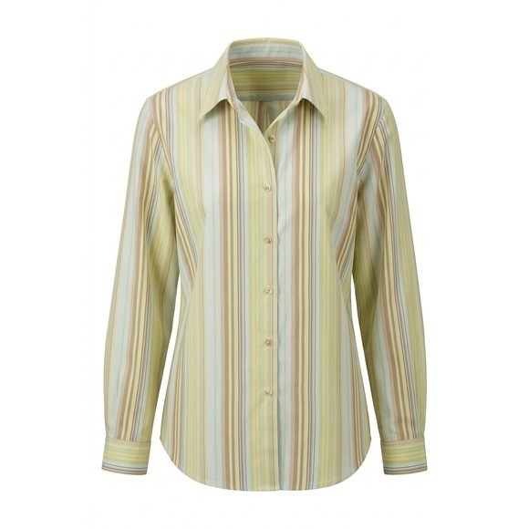 Pendleton Non-Iron Shaped Fit Cotton Striped Button Down Shirt Yellow Multi sz16