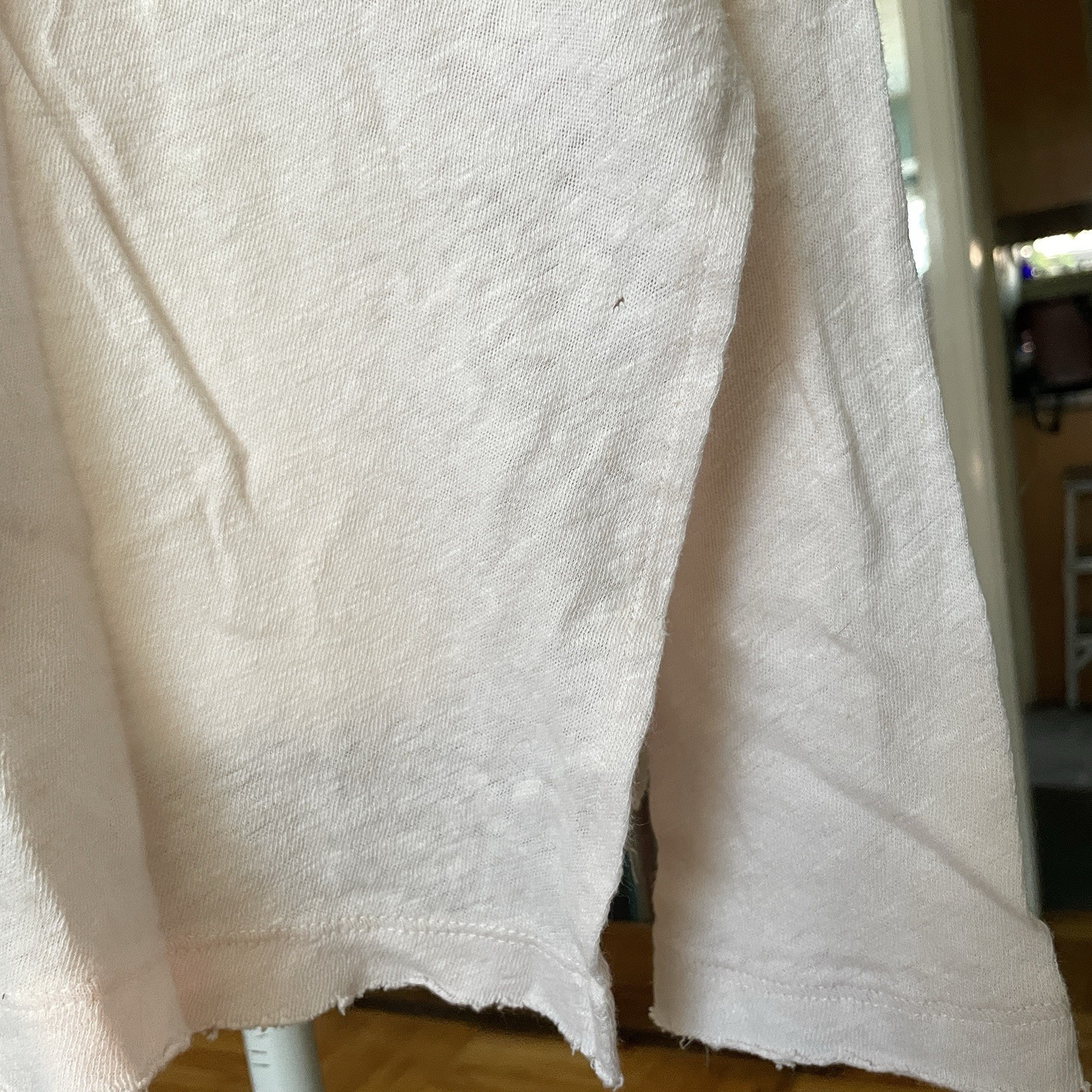We The Free Free People Raw Edge Scoop Neck Ombre Top Orange Linen Blend P/S