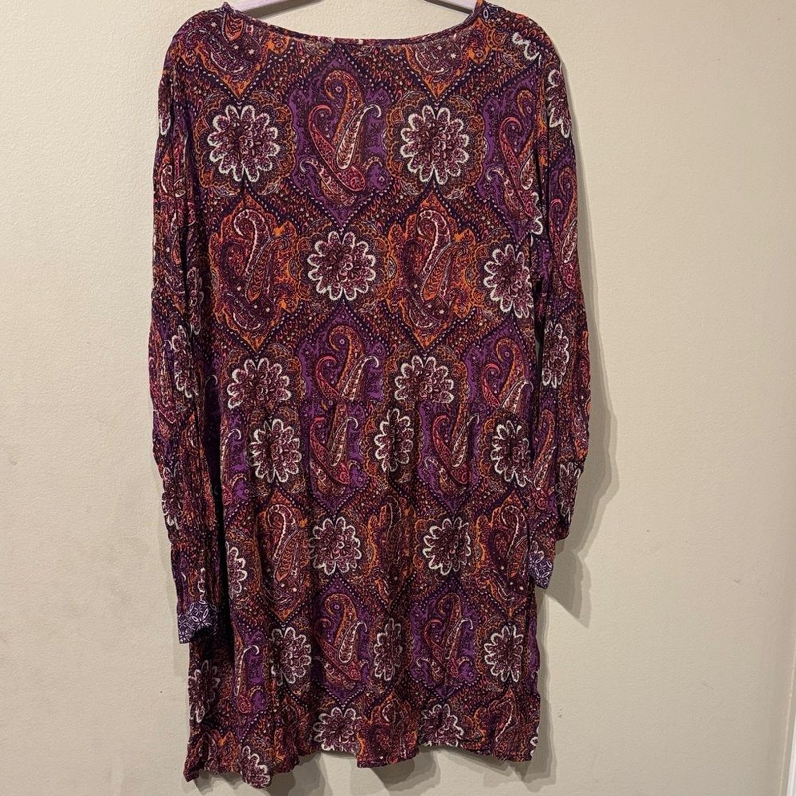 World Market Paisley Print Bohemian Style Tunic sz L /XL V-Neck Peasant Style