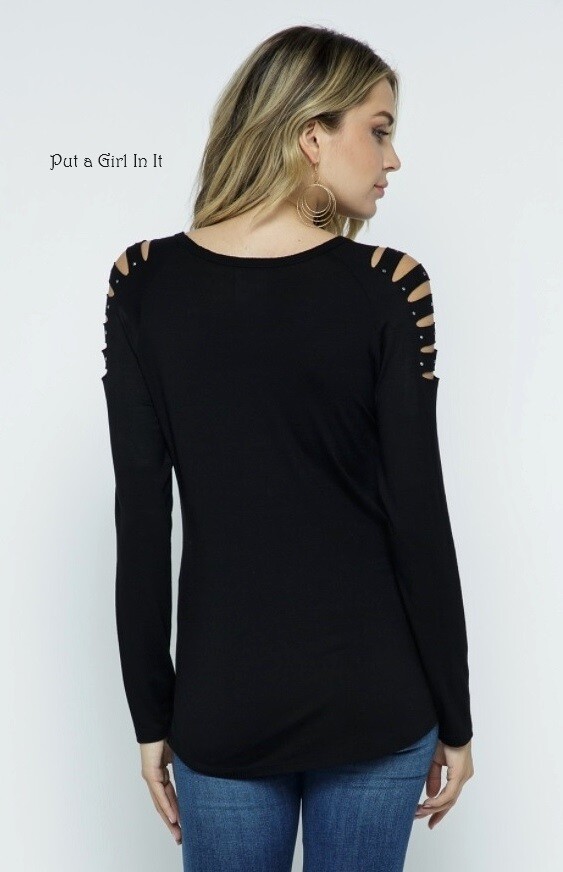 New VOCAL Womens BLACK CRYSTAL LASER CUT BLING TUNIC SHIRT S M L XL 1X 2X 3X