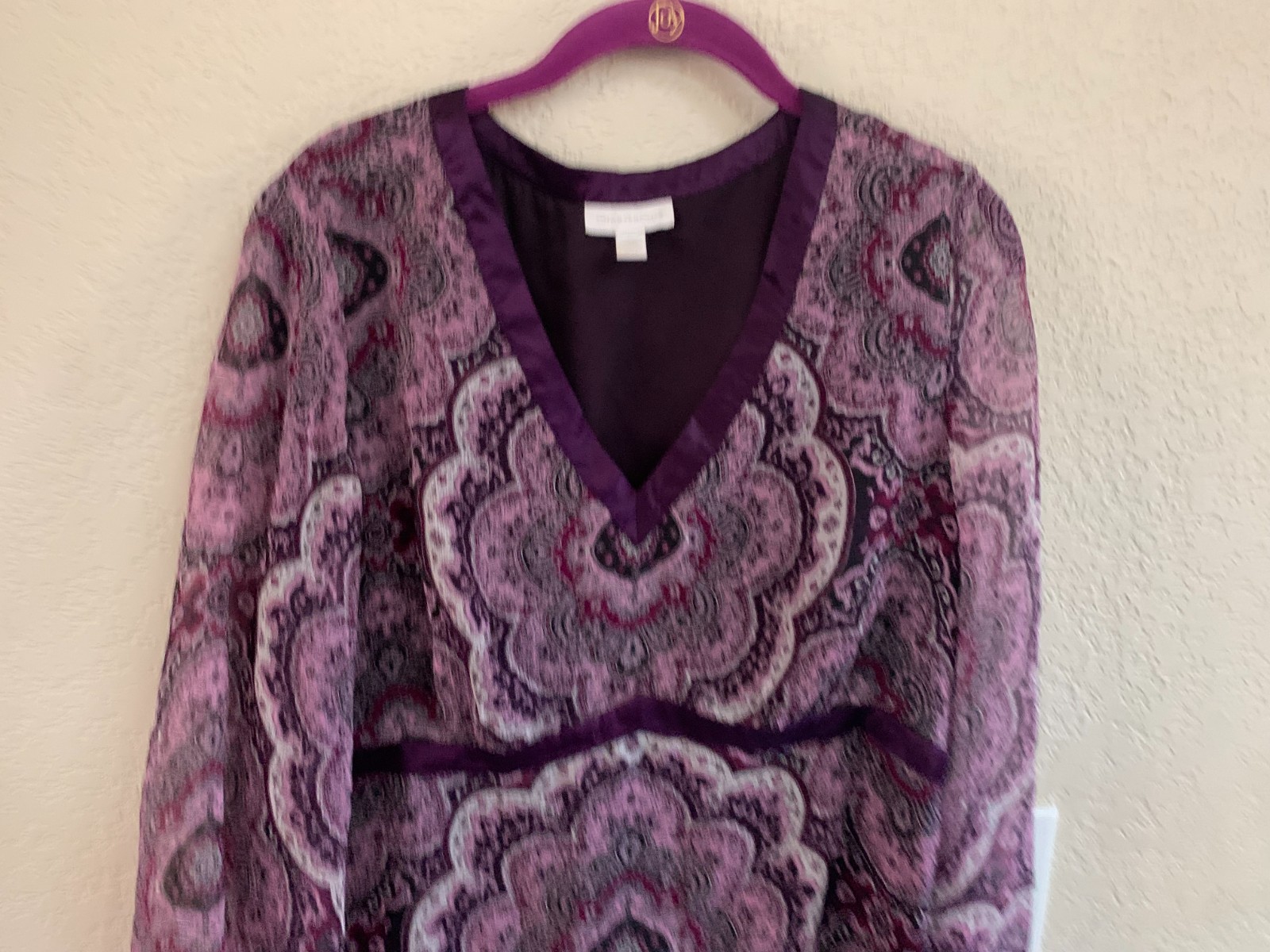 Charter Club Dark Plum Silk Lined Blouse Size 12