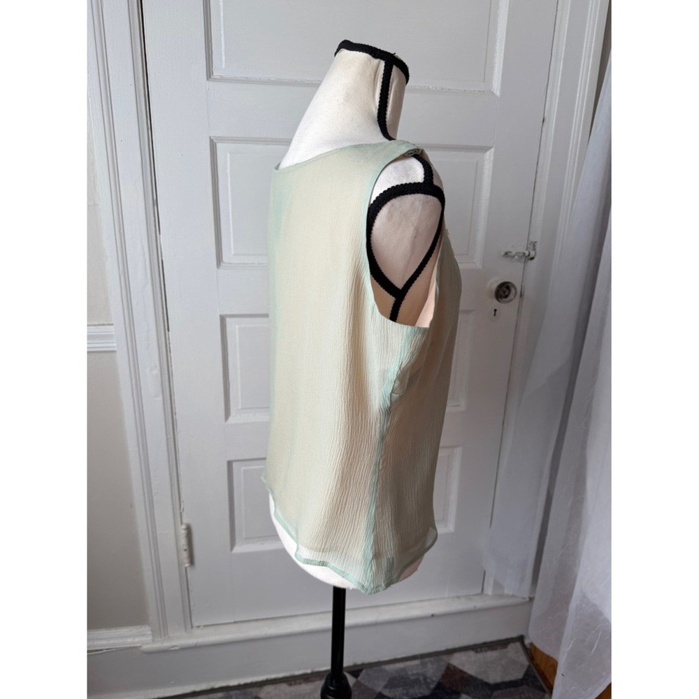New York City Design co. Silk Sage Green Bead Embellished Y2K V-Neck Camisole Lg