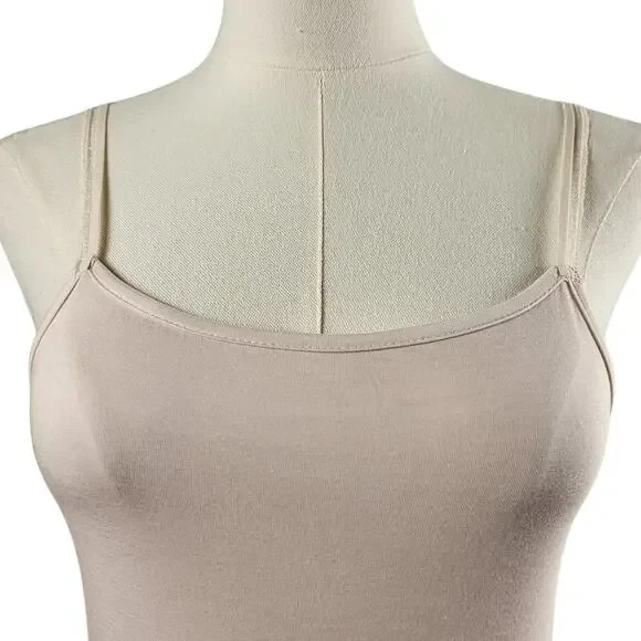 POL Small Pale Pink or Nude Camisole Top Lacy Spaghetti Straps Stretch