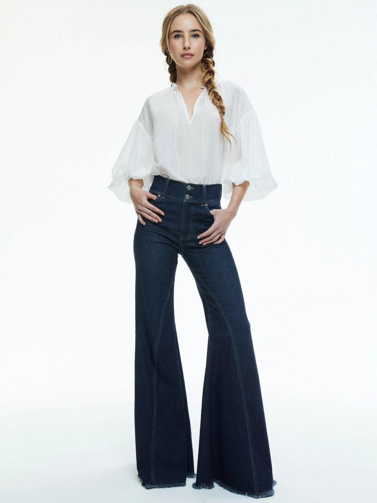 Alice + Olivia Julius Voluminous Blouson Sleeve Blouse Large NWT $350