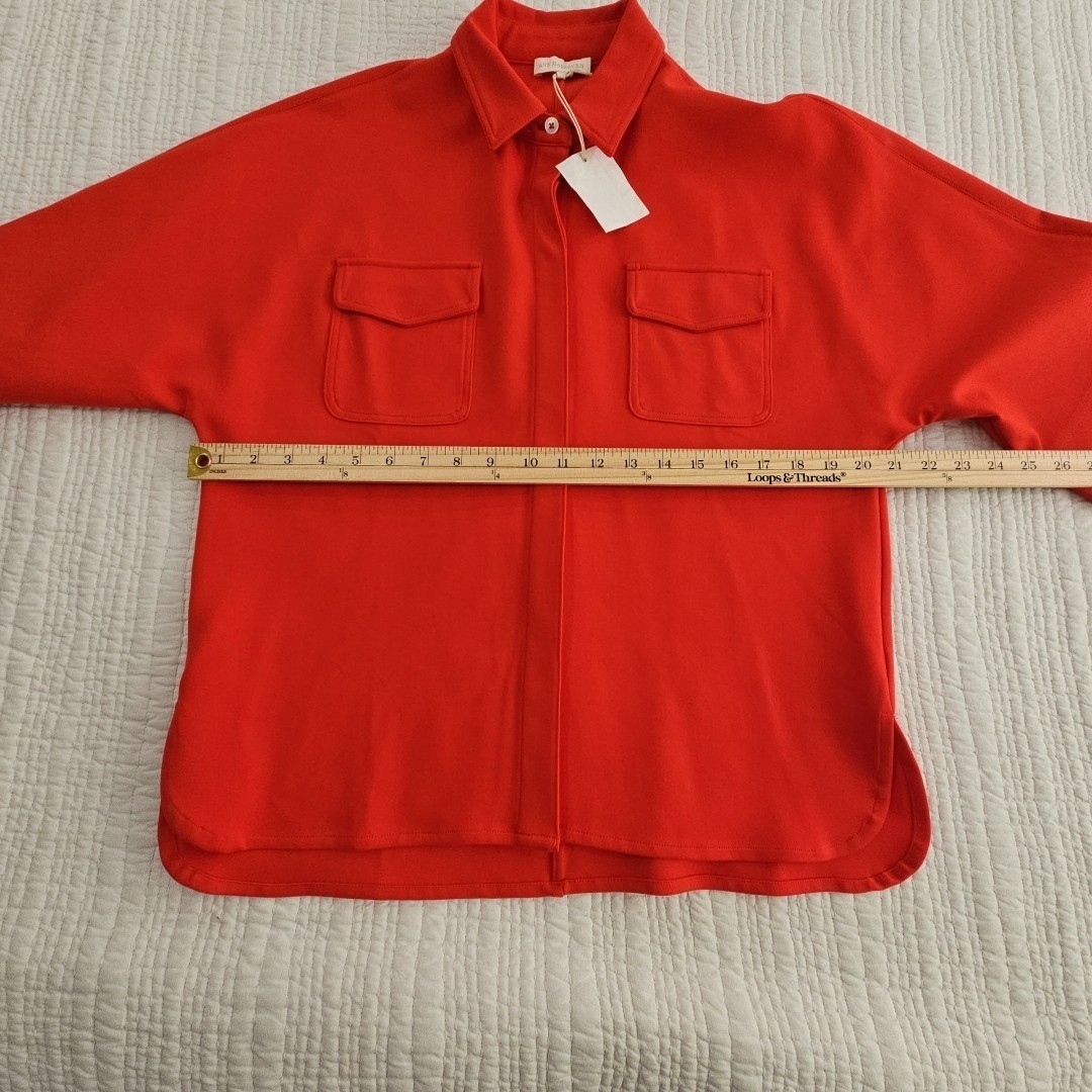 Ann Mashburn Women’s Top Size XS Lipstick Red Oversized Boxy Quiet Luxury NWT