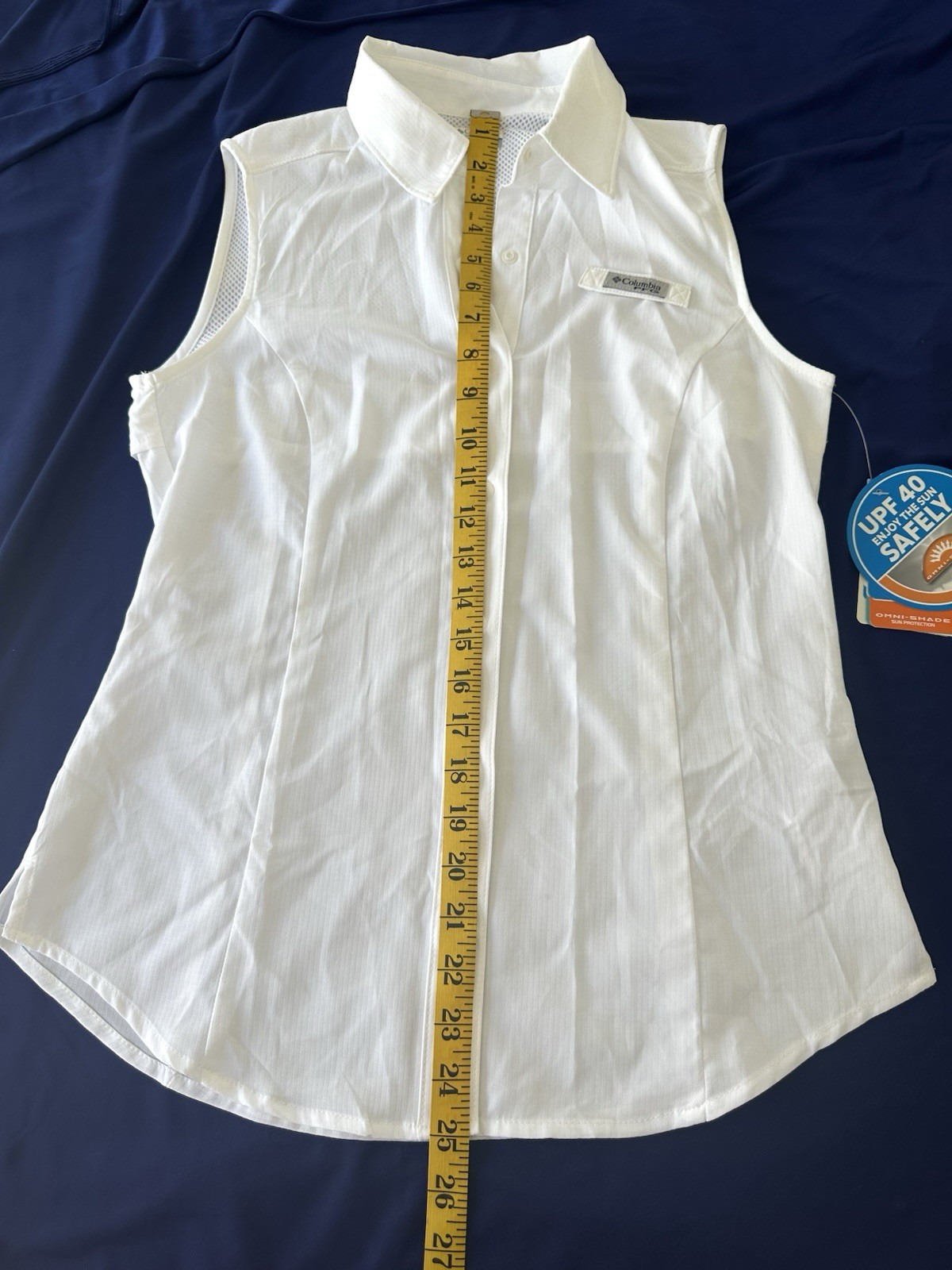NEW Columbia PFG Tamiami Sleeveless Shirt White Women’s Size XS Snap Buttons NWT