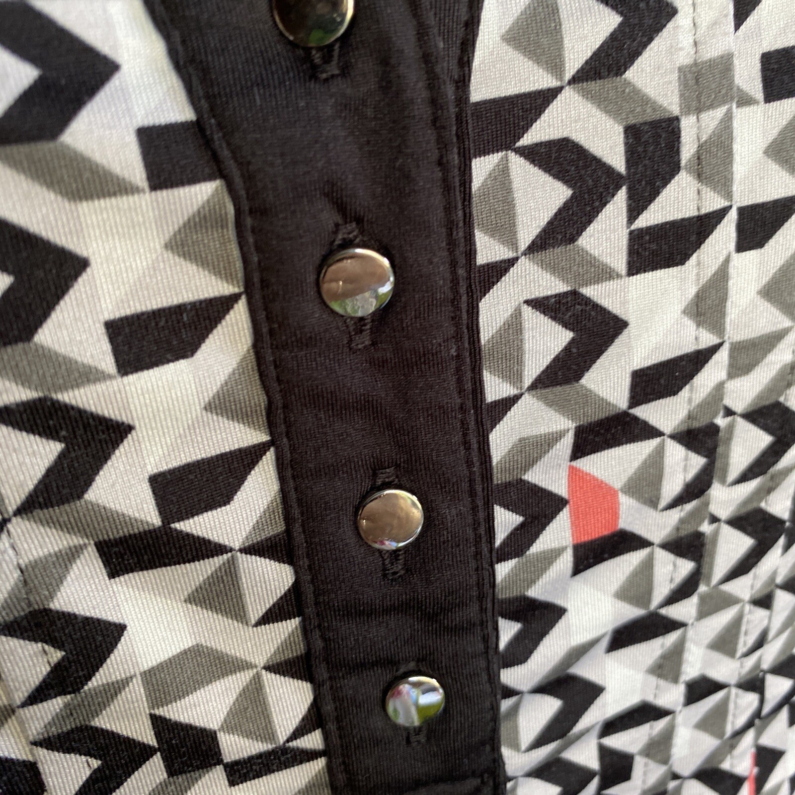 Robert Louis Geometric Pattern Blouse 3/4 Sleeve Metal Buttons Small