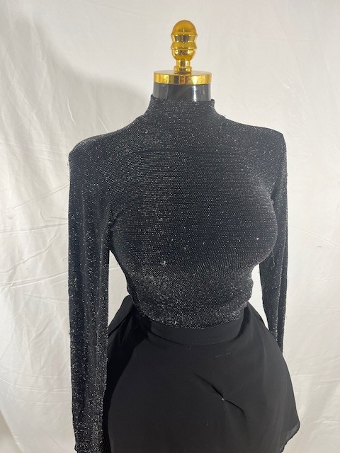 Forever 21 Black Sparkle Turtle Neck Bodysuit Stretch Sz S