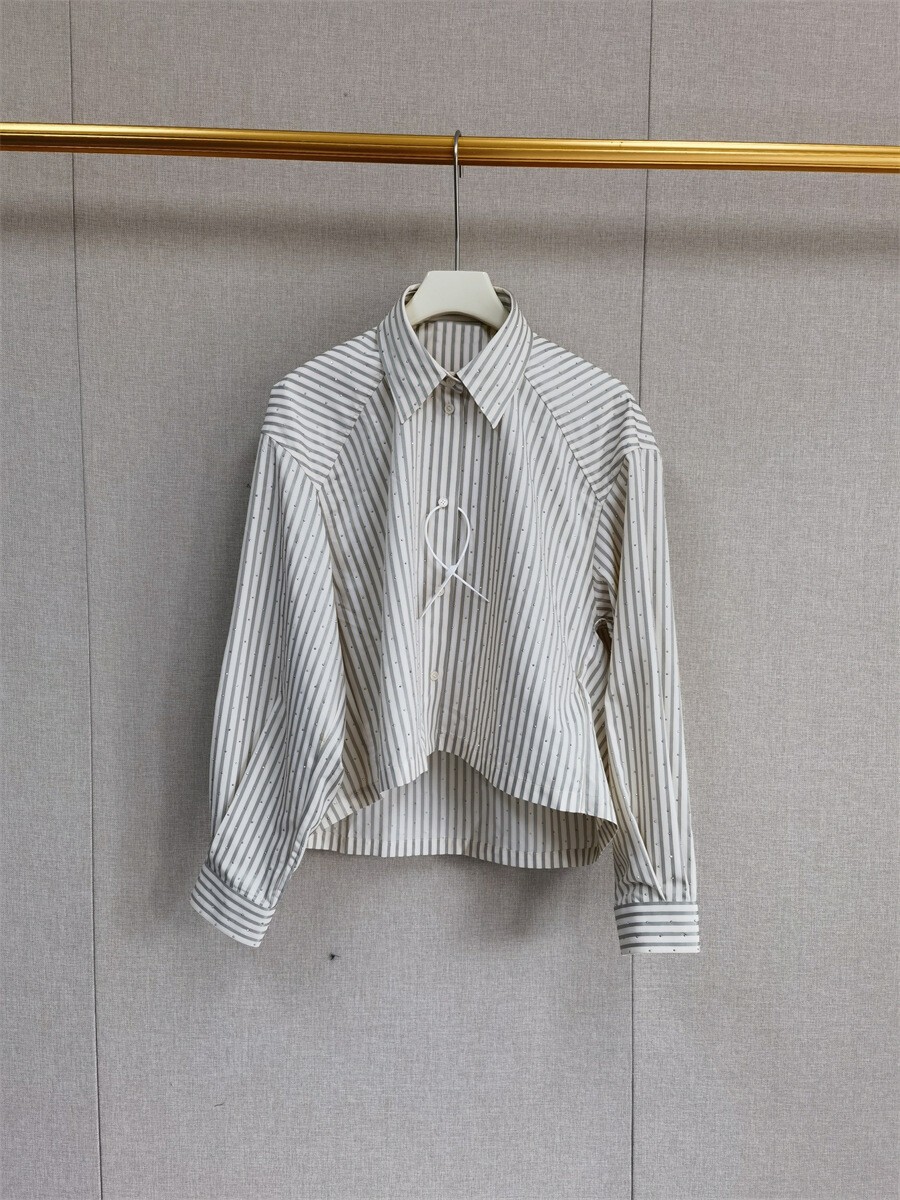 Sandro rhinestone streak loose Shirt Drawstring pleated skirt Women