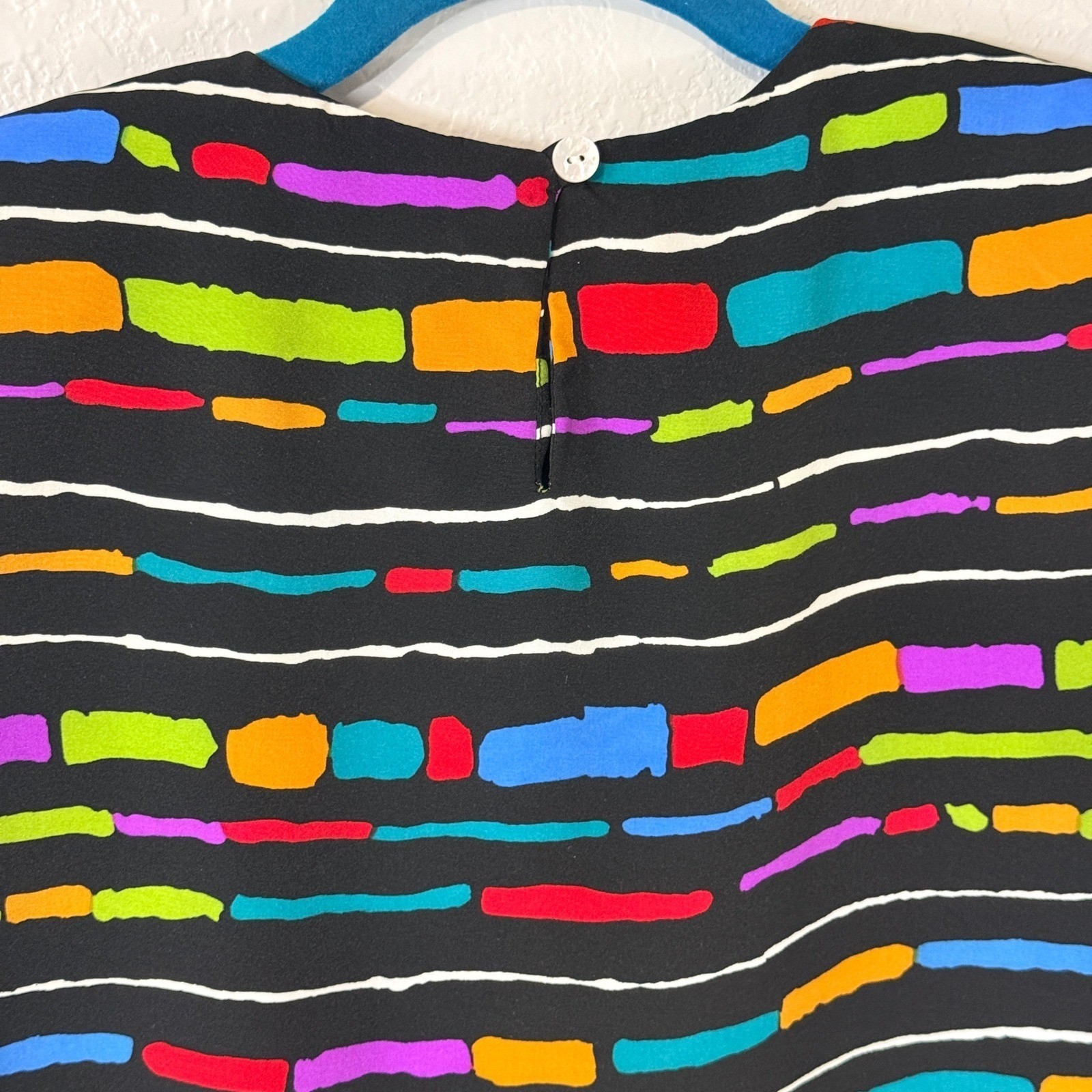 Jordan 80’s Womens L Vibrant Abstract Stripe Top Boho Bold Artsy Statement Retro