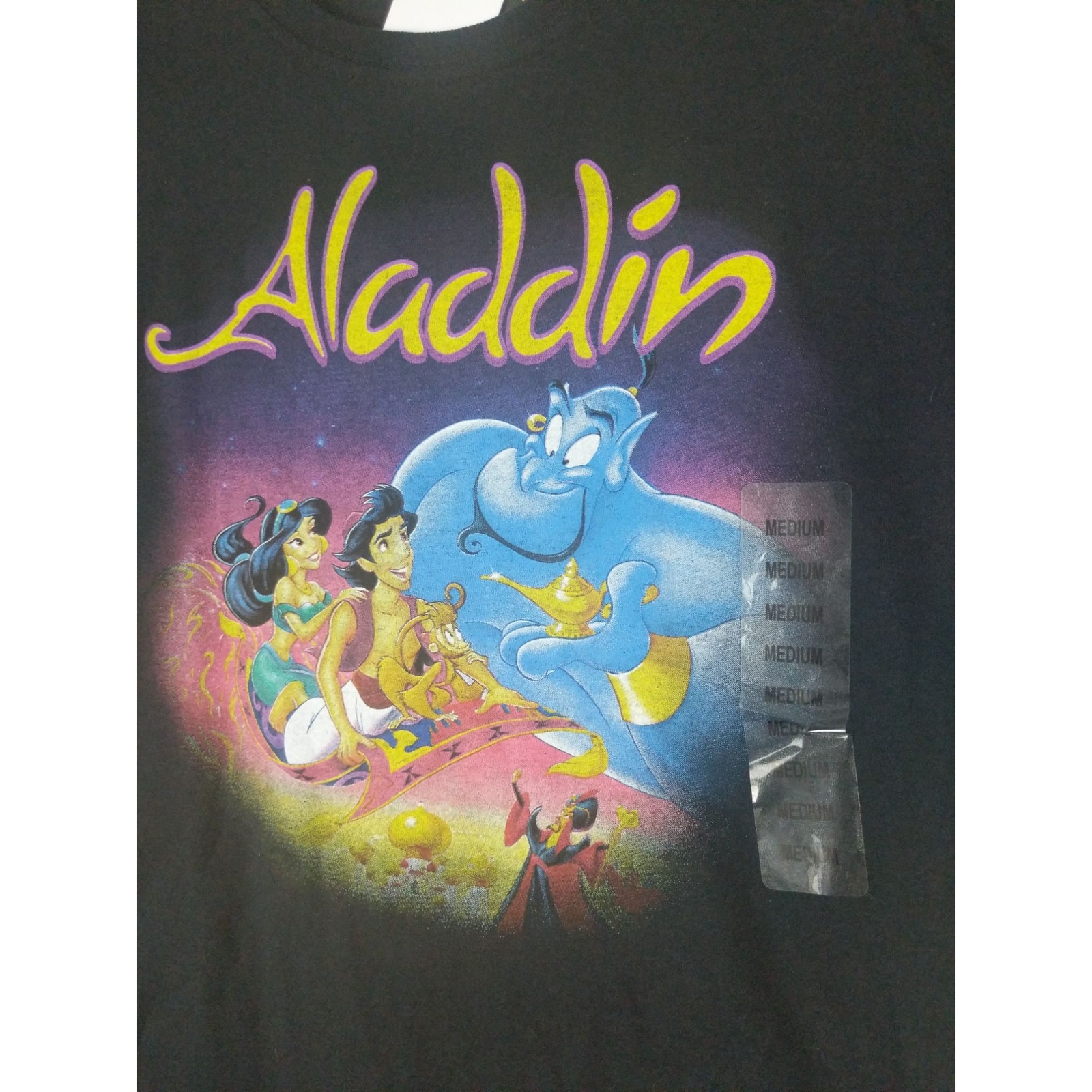 DISNEY ALADDIN Graphic Shirt Womens SZ M Black Short Sleeve 100% Cotton Jasmine