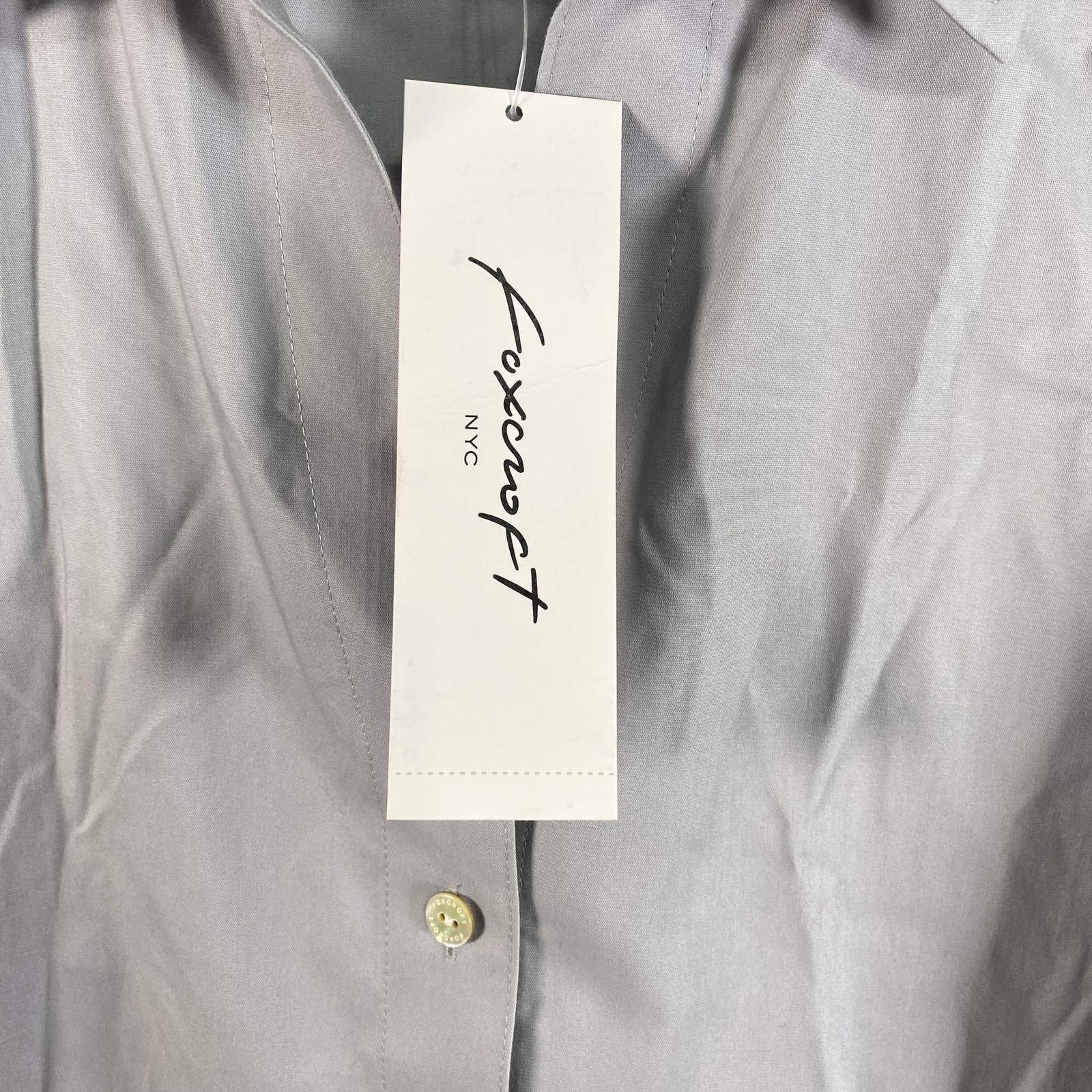 Foxcroft Blouse Womens 2XL Silver Easy Care Poplin Non Iron Stretch Button Shirt