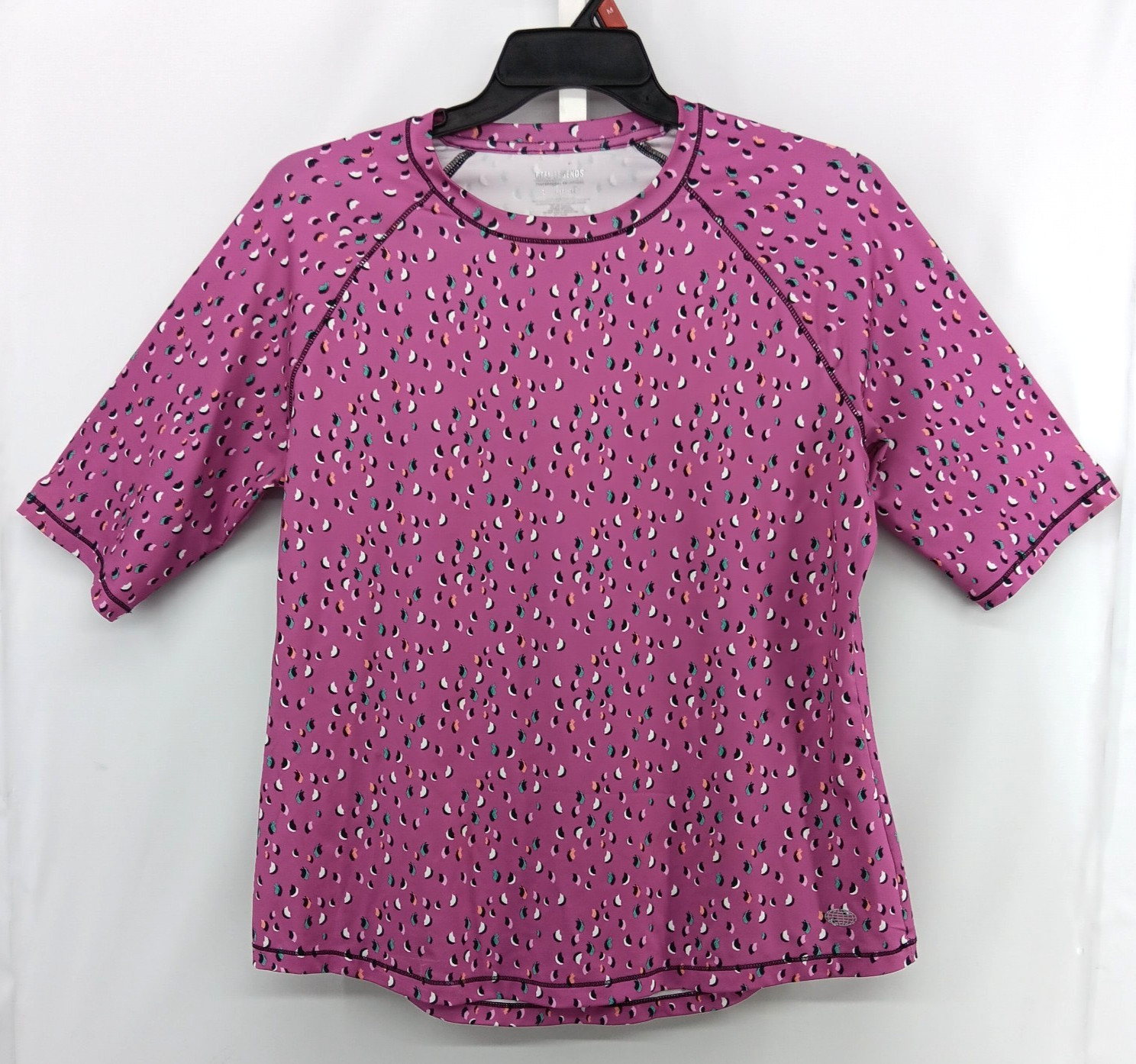 Reel Legends Shirt Women Large Purple All Over Print Short Sleeve Outdoor Top